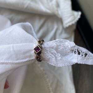 Sterling 925 Ring with Purple Square Gemstone